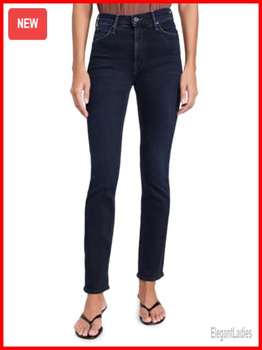 Mid Rise Straight Leg Ankle Jeans Stretch Denim Casual